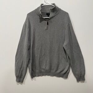 J‎ Crew Mens Gray Cotton Cashmere Blend 1/4 Zip Mock Neck Sweater XL